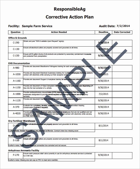 Plan Of Correction Template Unique Corrective Action Plan Template 15 Free Sample Example