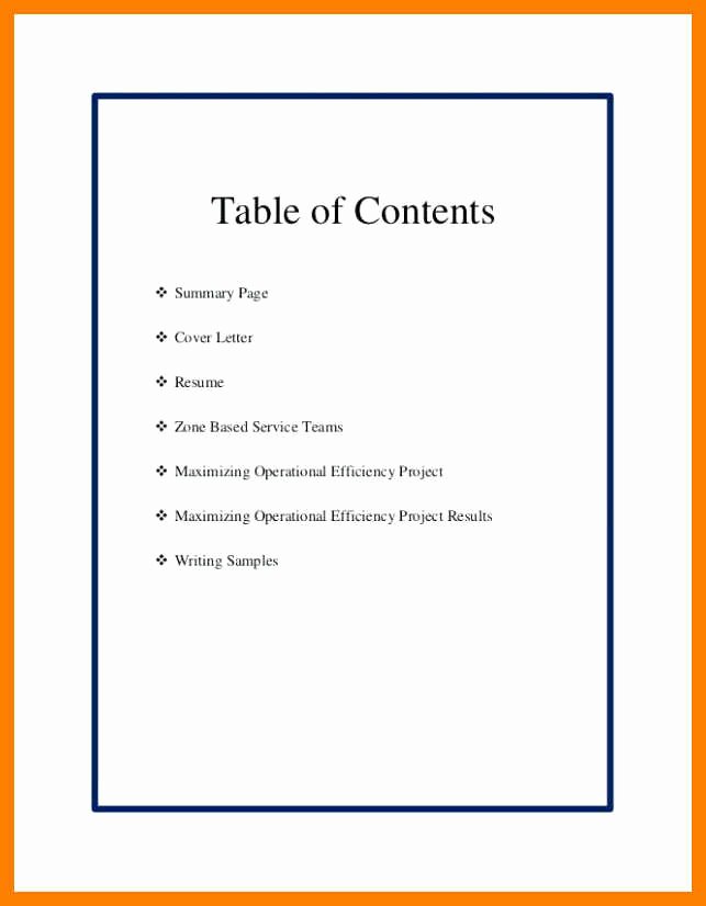 Portfolio Table Of Contents Template New 9 10 Sample Professional Portfolio Template