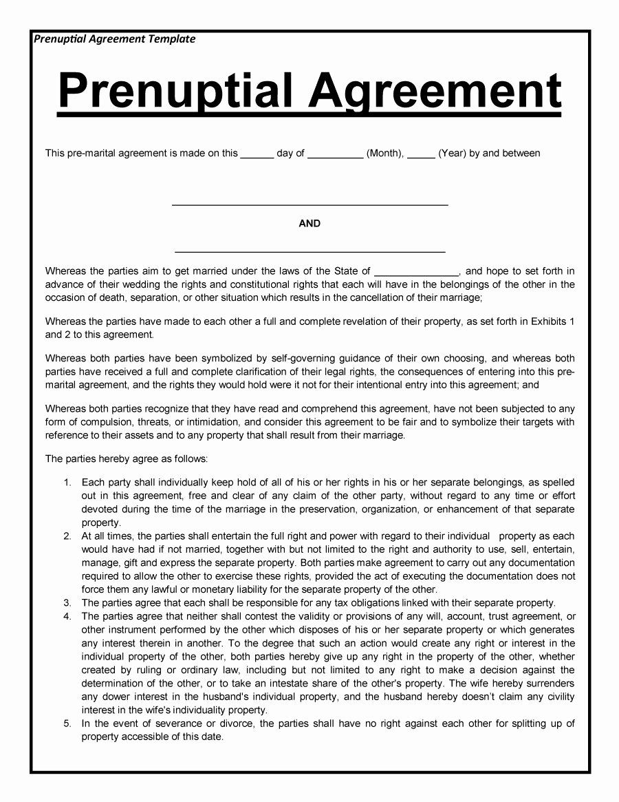 Postnuptial Agreement Florida Sample New 30 Prenuptial Agreement Samples &amp; forms Template Lab