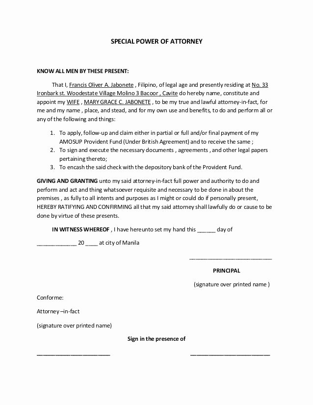 Power Of attorney Letter format Best Of Printable Sample Power attorney Template form