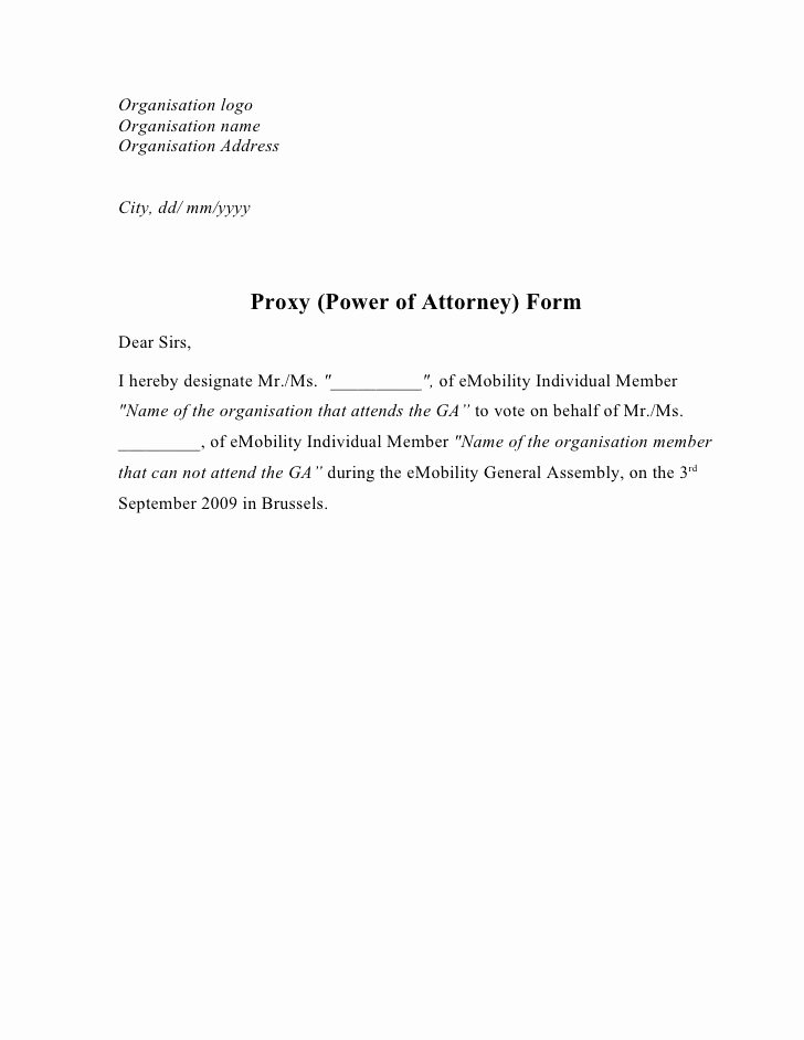 Power Of attorney Letter format Luxury Printable Sample Power attorney Letter form
