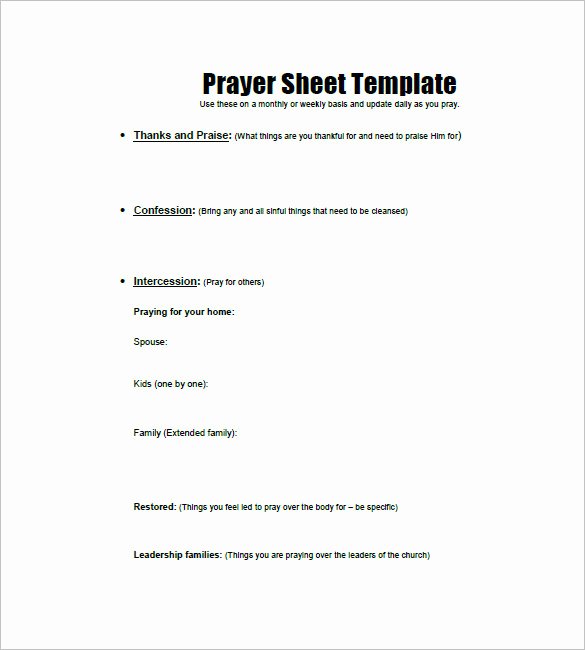 Prayer Letter Templates Free Unique Prayer List Template 8 Free Word Excel Pdf format