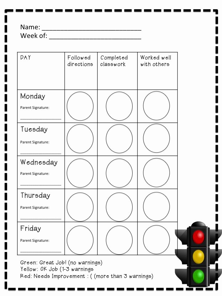 Preschool Behavior Plan Template Fresh 8 Best Of Stop Light Behavior Chart Template Stop