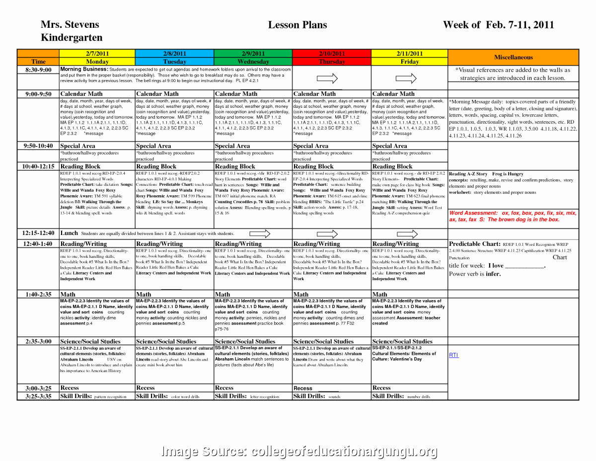 Preschool Lesson Plan Template Awesome Regular Lesson Plan Outline for Kindergarten 22 Sample