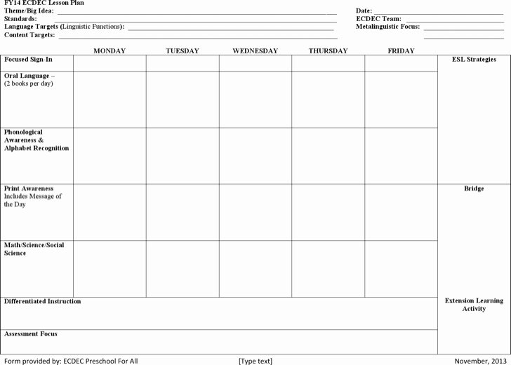 Preschool Weekly Lesson Plan Template Elegant 8 Printable Lesson Plan Templates Free Download