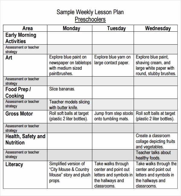 Preschool Weekly Lesson Plan Template Elegant Preschool Lesson Plan Template 11 Free Pdf Doc Download