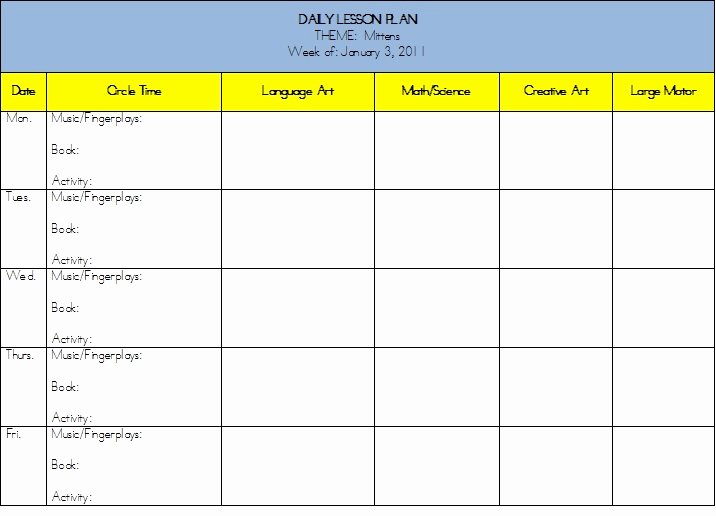 Preschool Weekly Lesson Plan Template Fresh Planning Marvelous Mitten Activities for Preschool