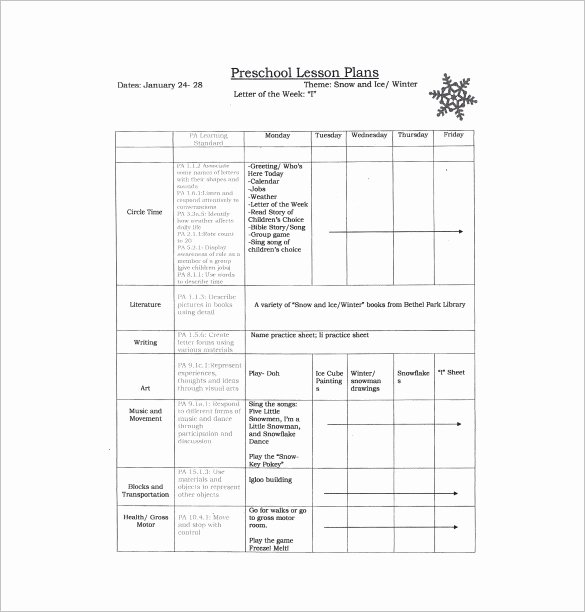 Preschool Weekly Lesson Plan Template New Preschool Lesson Plan Template 11 Free Pdf Word format
