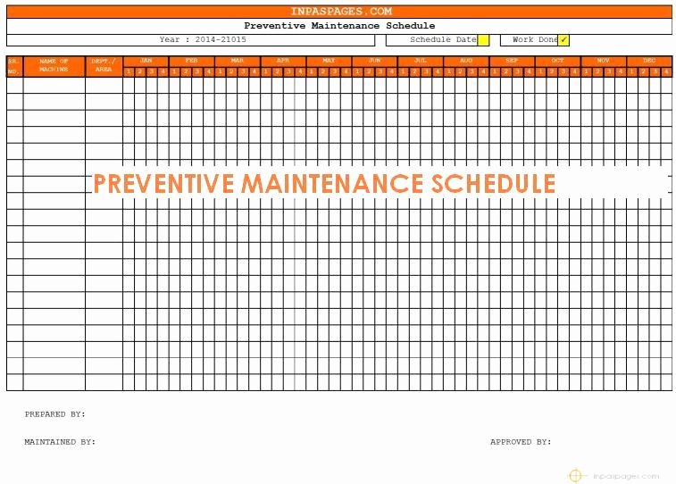 Preventive Maintenance Plan Template Awesome Preventive Maintenance Schedule Maintenance Task