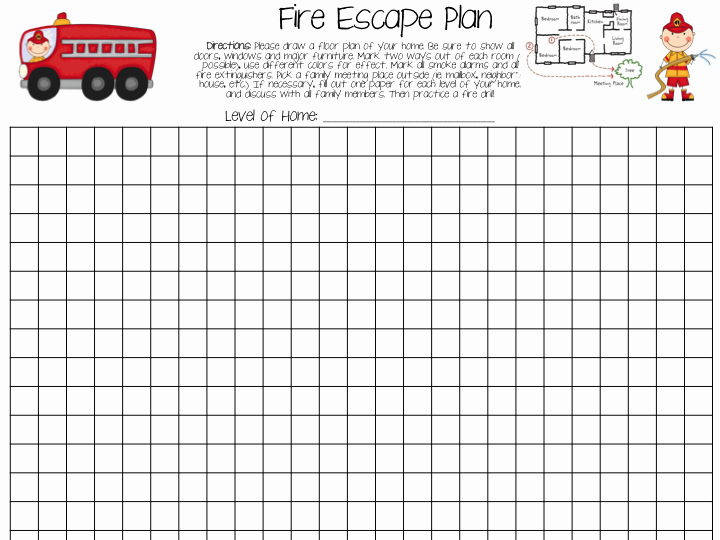 Printable Fire Escape Plan Template Awesome First Grade Fanatics National Fire Prevention Week
