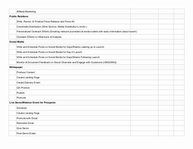 Product Launch Plan Template Excel Unique Product Launch Checklist Template Checklist