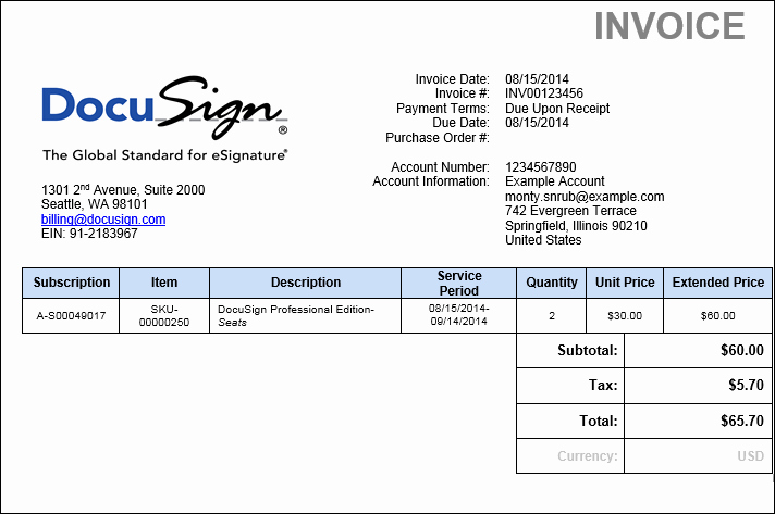 Product Purchase Receipt Number Lovely Understanding Your Docusign Invoice