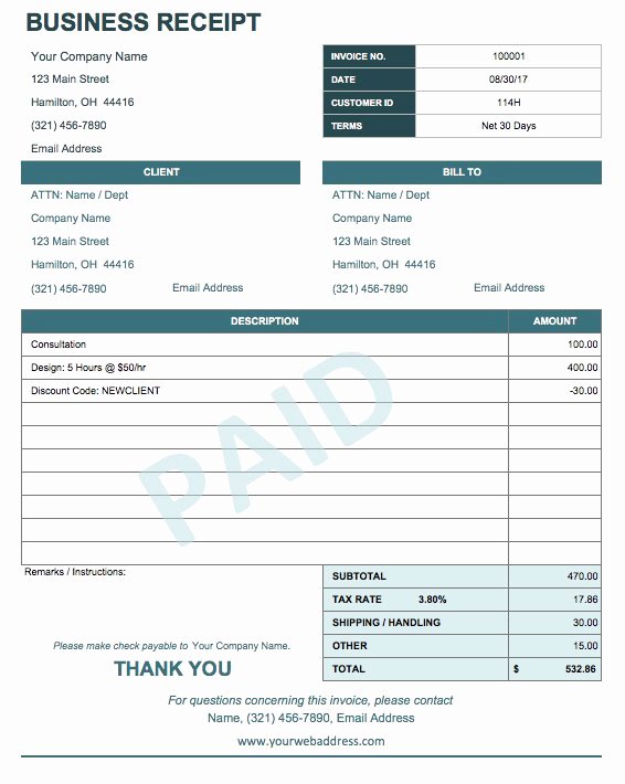 Product Received for Free Beautiful 13 Free Business Receipt Templates Smartsheet