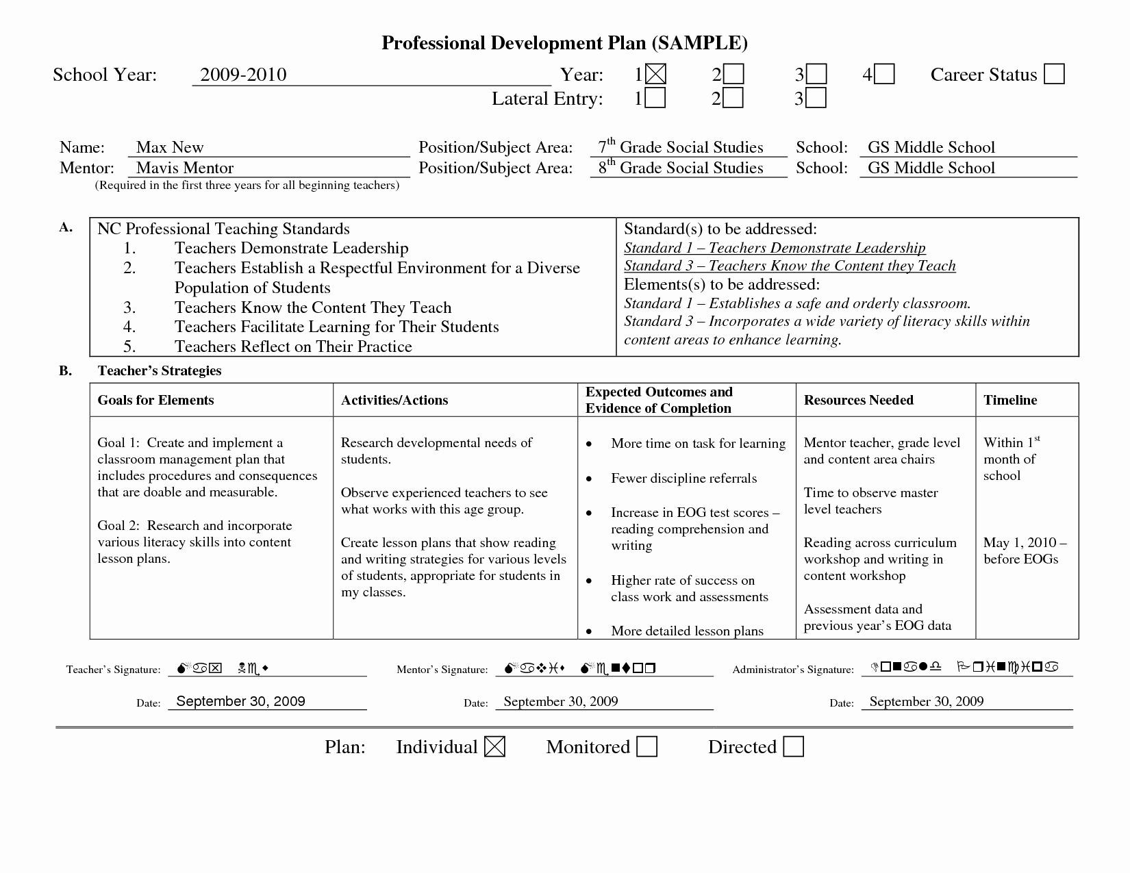 Professional Development Plan Template Fresh Professional Learning Plan Examples Google Search