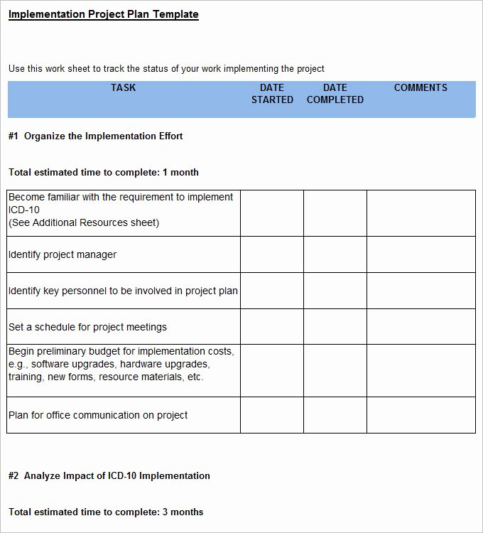 Project Implementation Plan Template Best Of Project Implementation Plan Template 6 Free Word Excel