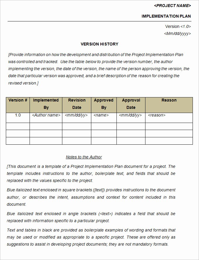 Project Implementation Plan Template Excel Unique Project Implementation Plan Template 6 Free Word Excel