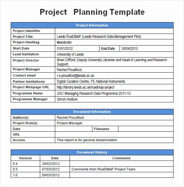 Project Management Plan Template Pmbok Inspirational Project Planning Template 5 Free Download for Word