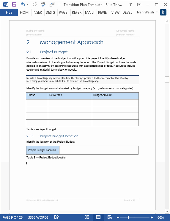 Project Management Transition Plan Template Best Of Transition Plan – Ms Word Template – Instant Download