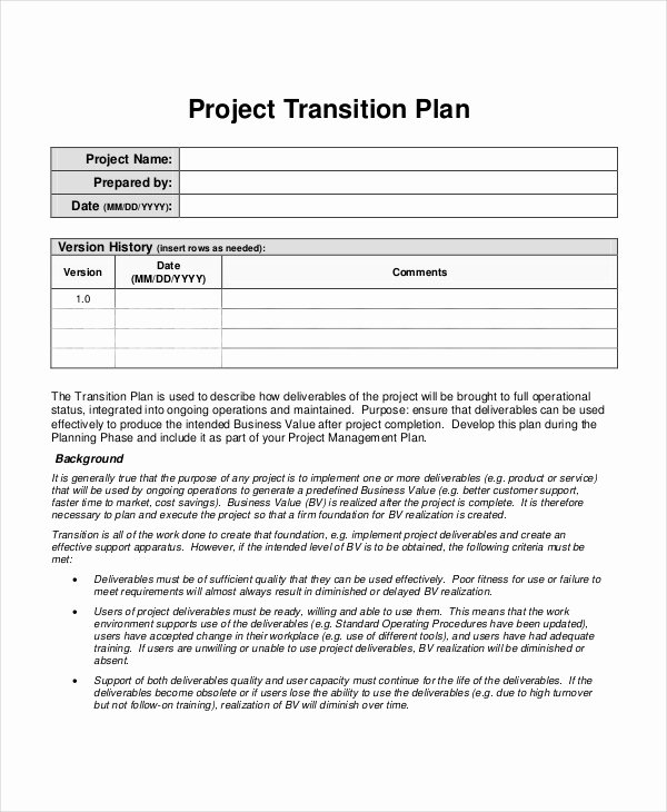 Project Transition Plan Template Excel Unique It Outsourcing It Outsourcing Transition Plan Template