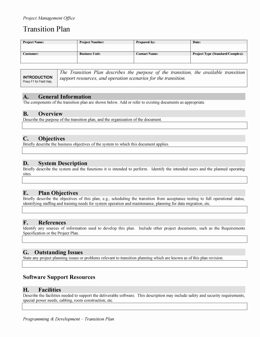 Project Transition Plan Template Unique 40 Transition Plan Templates Career Individual