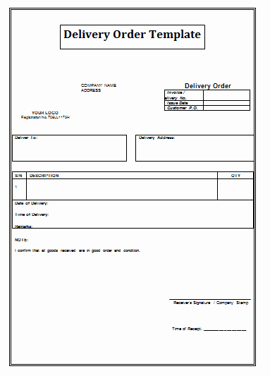 Proof Of Delivery Template Fresh Delivery order Template Templates Pinterest