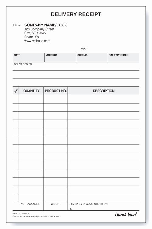 Proof Of Delivery Template Inspirational Delivery Receipt Windy City forms