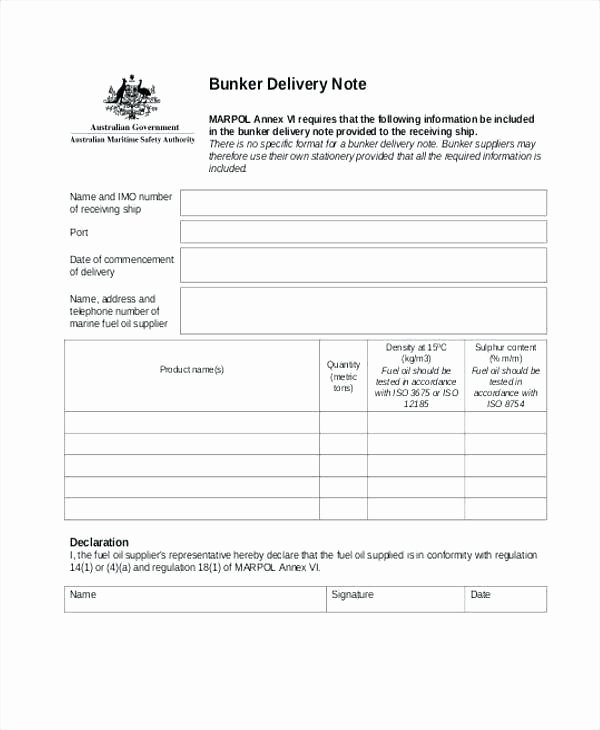 delivery form template