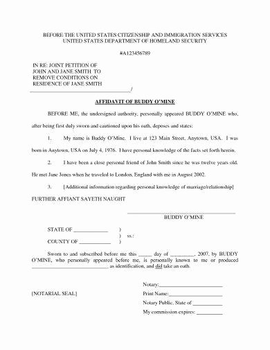 Proof Of Marriage Letter for Immigration Unique 9 Affidavit Of Marriage Examples Pdf