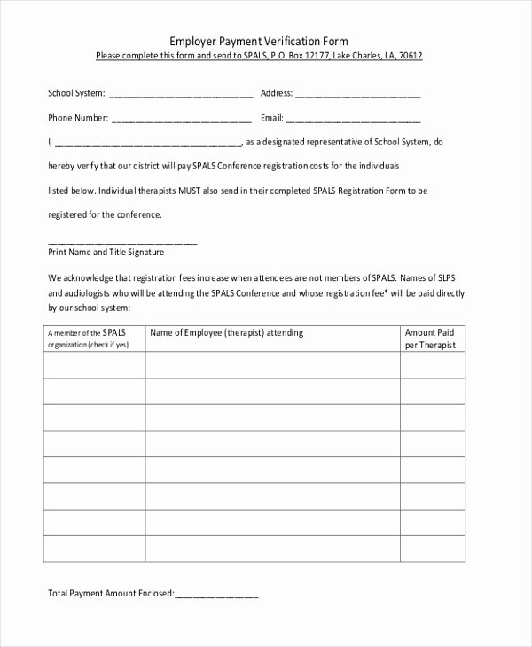 Proof Of Payment form Luxury Sample Employer Verification form 9 Free Documents In Pdf