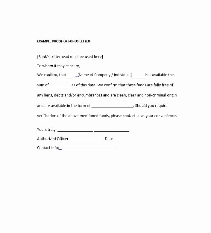 Proof Of Payment form Unique 25 Best Proof Of Funds Letter Templates Template Lab