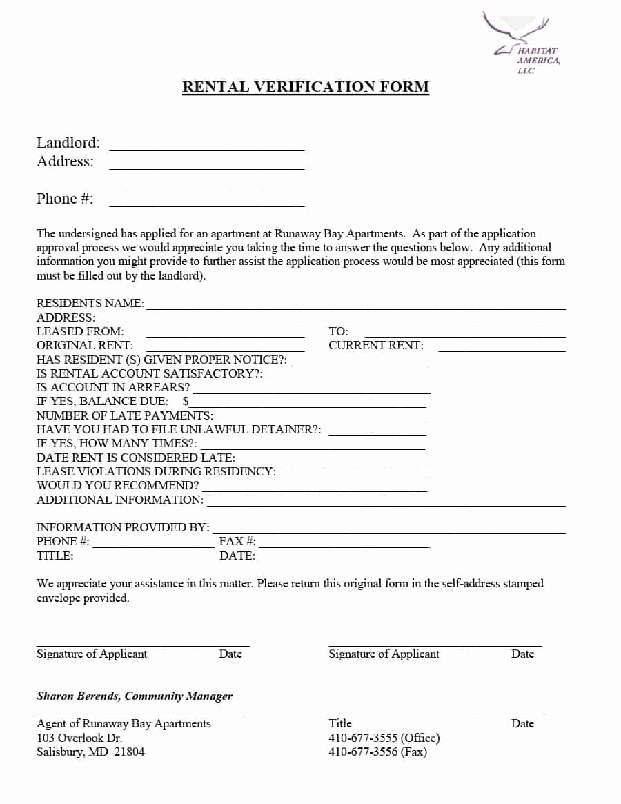 Proof Of Payment forms Best Of 29 Rental Verification forms for Landlord or Tenant