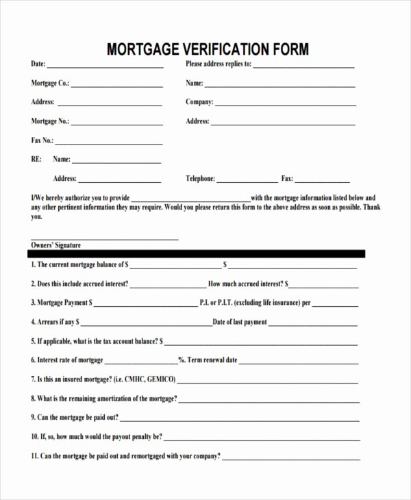 Proof Of Payment forms Lovely 7 Mortgage Verification forms Free Sample Example