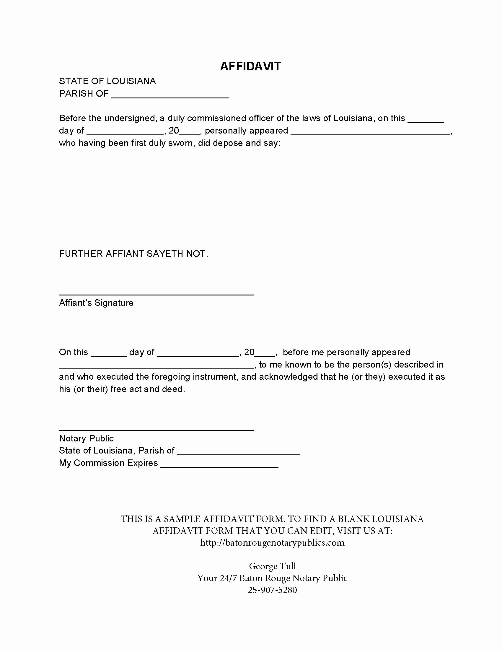 Proof Of Residency Letter for Dmv Elegant Blank Louisiana Affidavit
