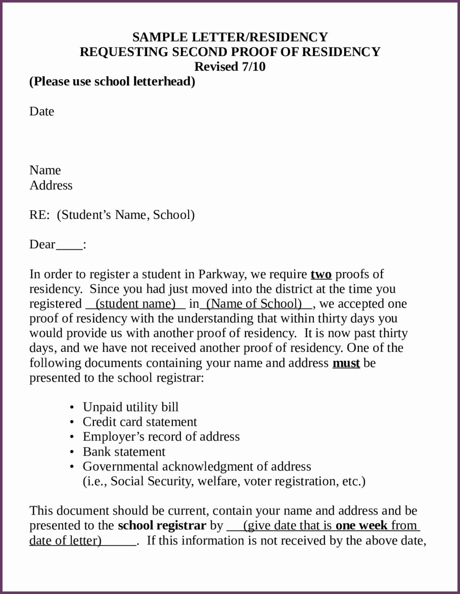 35 Proof Of Residency Letter Pdf Hamiltonplastering