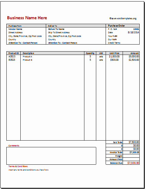 Purchase order Template Microsoft Word Luxury Purchase order format Light Design