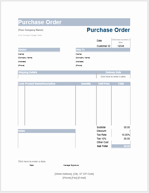 Purchase order Word Template Awesome Purchase order Template – Microsoft Word Templates