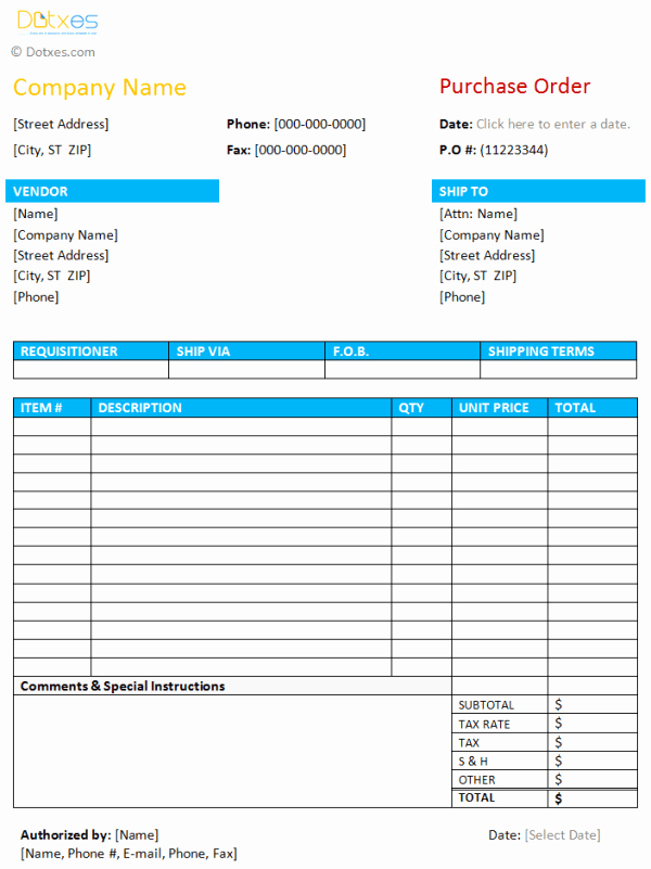 Purchase order Word Template Beautiful Purchase order Template