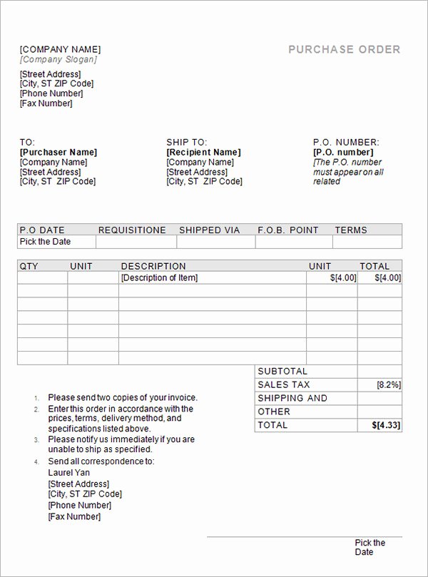 Purchase order Word Template Elegant Purchase order Template 18 Download Free Documents In