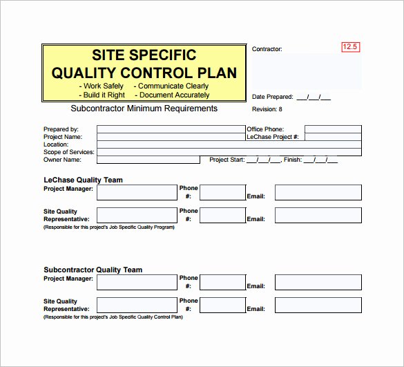 Quality assurance Plan Template Best Of Quality Control Plan Template