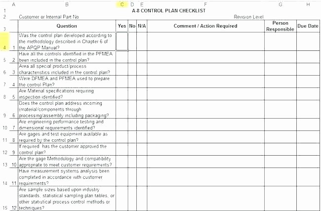 Quality Control Plan Template Excel Inspirational Supplier Audit Checklist Template Process Manufacturing