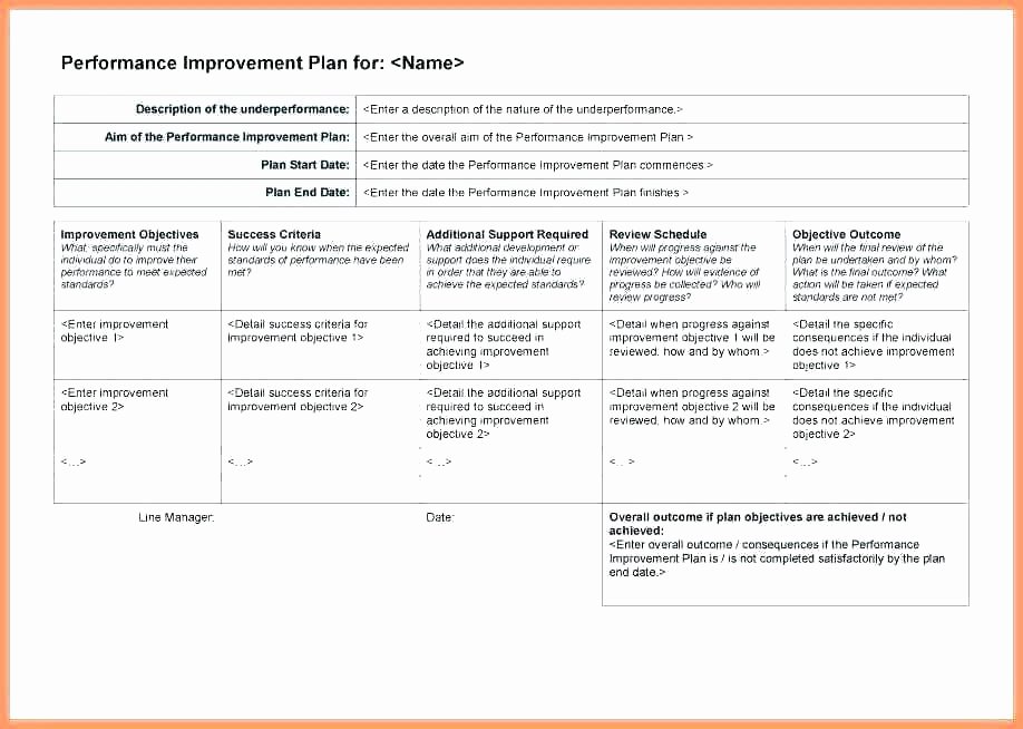 Quality Improvement Plan Template Healthcare Inspirational Process Improvement Plan Template Performance Plan