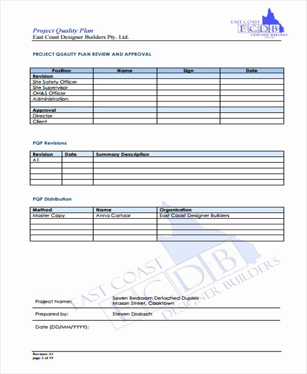 Quality Management Plan Template New 34 Management Plan Templates In Pdf