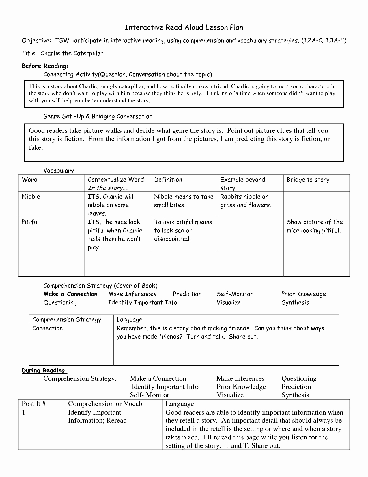 Read Aloud Lesson Plan Template Elegant 16 Best Of Interactive Reading Worksheets Free