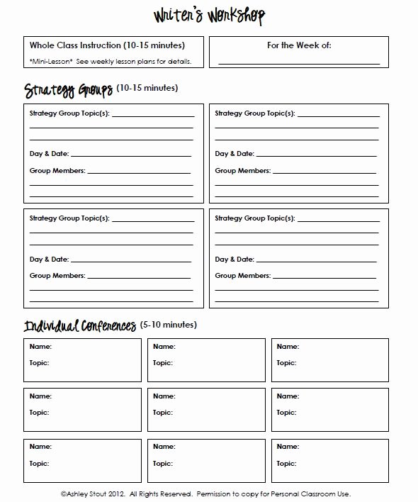 Readers Workshop Lesson Plan Template Unique the Real Teachr Strategy Grouping Template for Reading