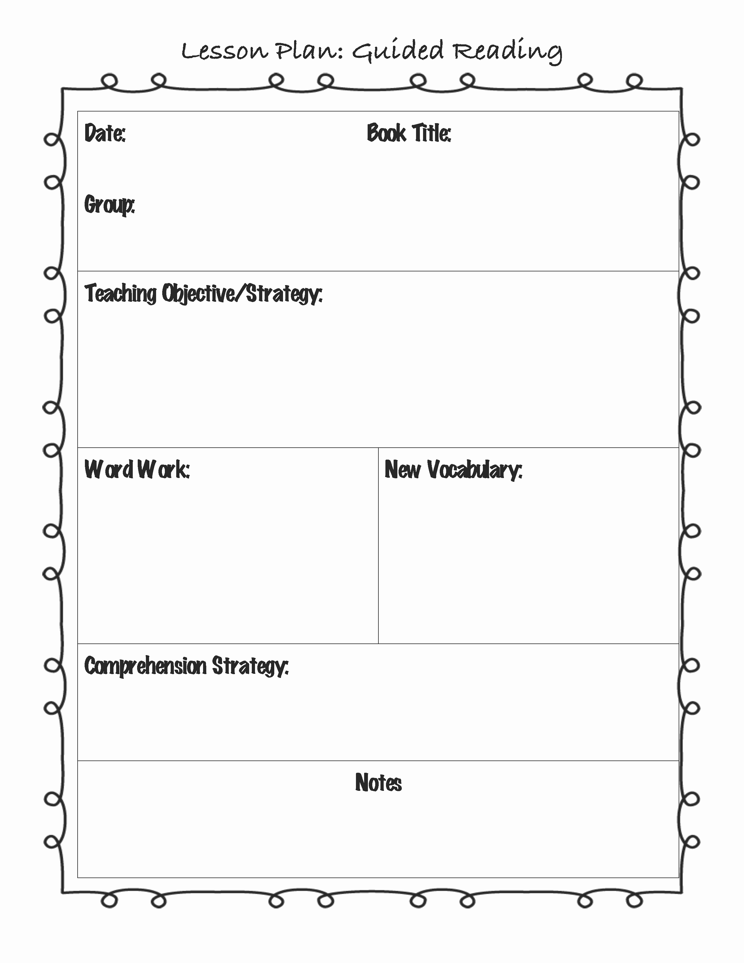 Reading Lesson Plan Template Unique Guided Reading Lesson Plan Template