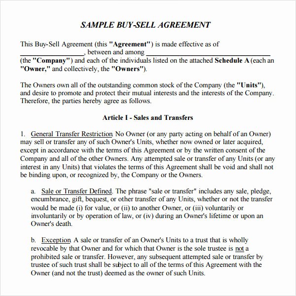 Real Estate Buyout Agreement Sample Elegant 18 Sample Buy Sell Agreement Templates Word Pdf Pages
