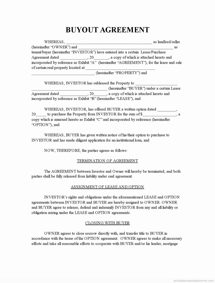 Real Estate Buyout Agreement Sample Unique 858 Best Images About Sample Legal forms Pdf On Pinterest