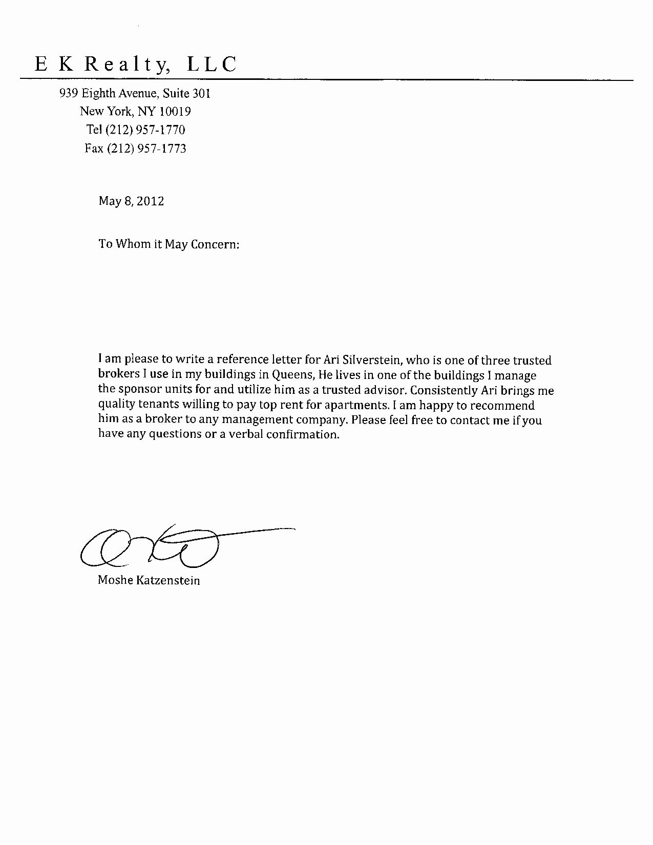 Realtor Recommendation Letter Examples Fresh About Us Silverstein Collection