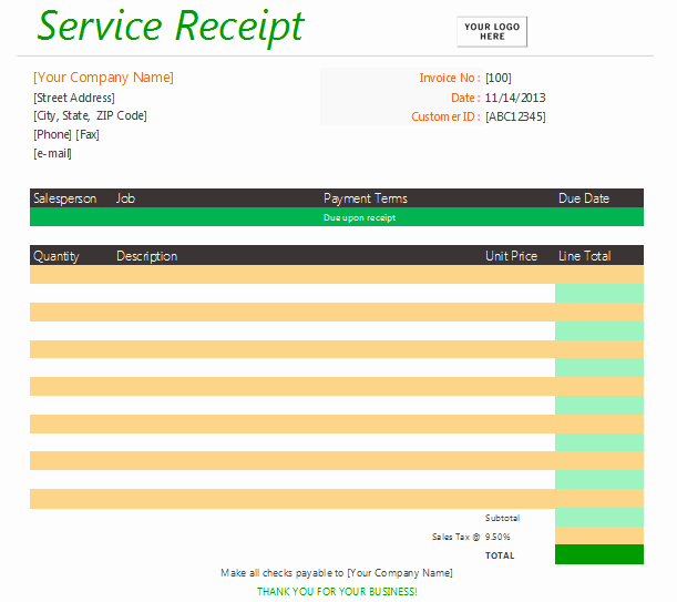 Receipt for Service Template Awesome Receipt Template Microsoft Word Templates
