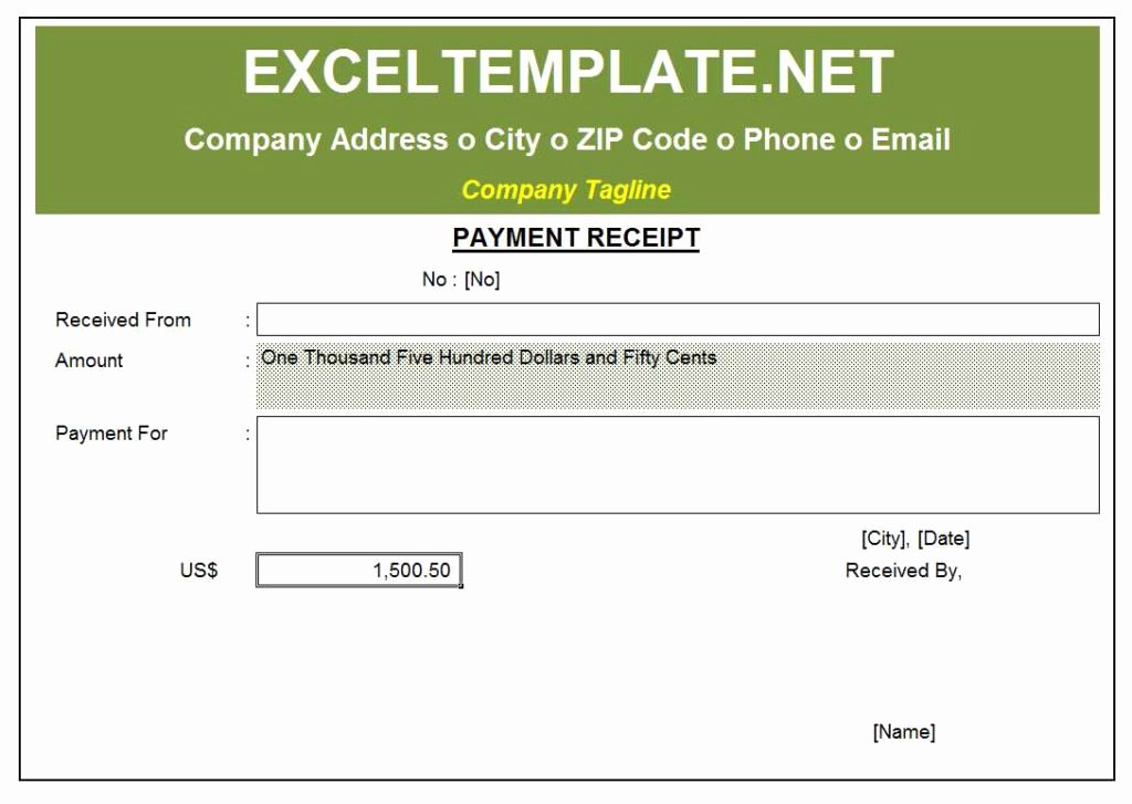 Receipt format for Payment Received New Payment Receipt